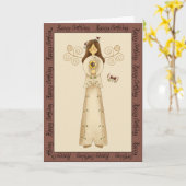 Carte Fées dans la salutation d'anniversaire de jardin (Fleur jaune)