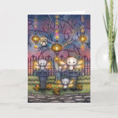 Carte Fées de chat par une nuit d'automne - Art mignon (Devant)