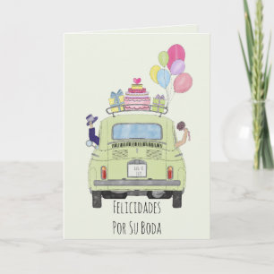 Carte Felicidades Espagne Mariage Jour Fiat 500