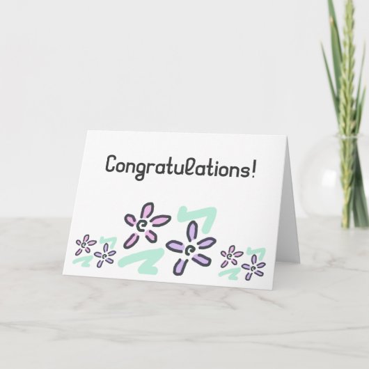 Carte Félicitation ! - Fleurs Pastel (Devant)