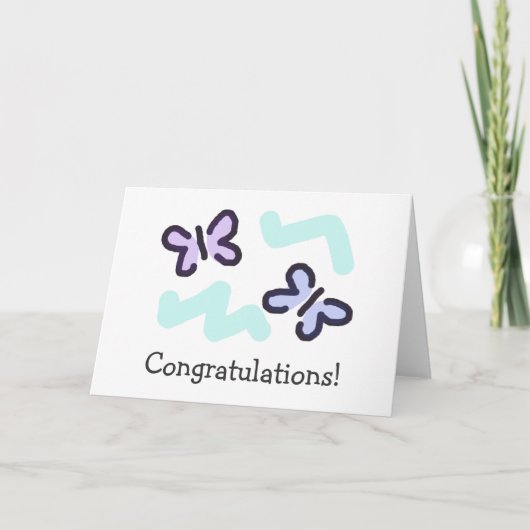 Carte Félicitation ! - Papillons Pastel (Devant)