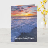 Carte Félicitation ! - Surfer sur les vagues de la plage (Fleur jaune)