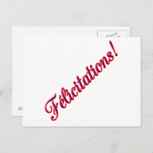 Carte Félicitations (Devant / Derrière)