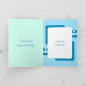 Carte Félicitations 100e anniversaire floral bleu vert (Intérieur)