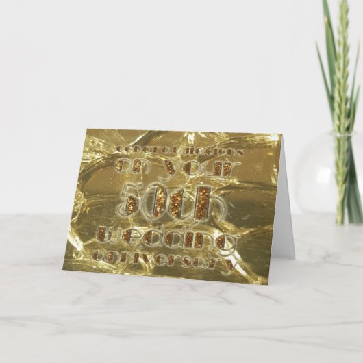Carte Félicitations 50e anniversaire Mariage or (Devant)