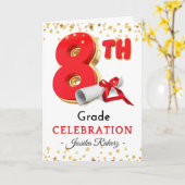 Carte Félicitations 8e année Célébration Graduation (Fleur jaune)