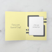 Carte Félicitations 90e anniversaire floral gris jaune (Intérieur)