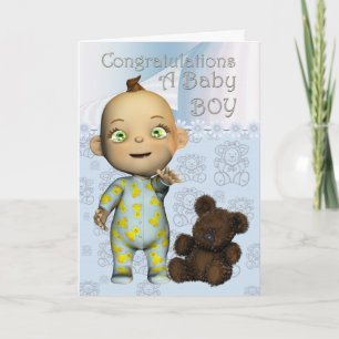Carte Félicitations A Baby Boy Card avec dessin animé