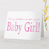 Carte Félicitations à Baby Girl (Fleur jaune)