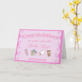 Carte Félicitations à Baby Girl/Pink (Fleur jaune)