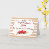 Carte Félicitations à Baby Red Egg and Ginger Stripes (Fleur jaune)