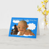 Carte Félicitations A Beautiful Baby boy (Fleur jaune)