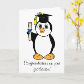 Carte Félicitations à Boy Penguin pour son diplôme (Fleur jaune)