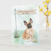 Carte Félicitations à Bulldog en France pour le nouveau (Fleur jaune)