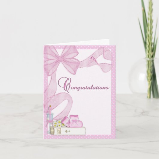 Carte Félicitations à Christening Baptism Pink (Devant)