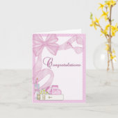 Carte Félicitations à Christening Baptism Pink (Fleur jaune)