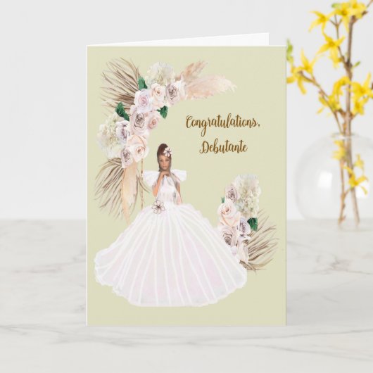 Carte Félicitations à Debutante (Fleur jaune)