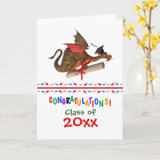 Carte Félicitations à Dragon Graduation (Fleur jaune)