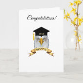 Carte Félicitations à Eagle diplômé sur blanc (Fleur jaune)