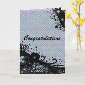 Carte Félicitations à Floral Scroll & Texture (Fleur jaune)