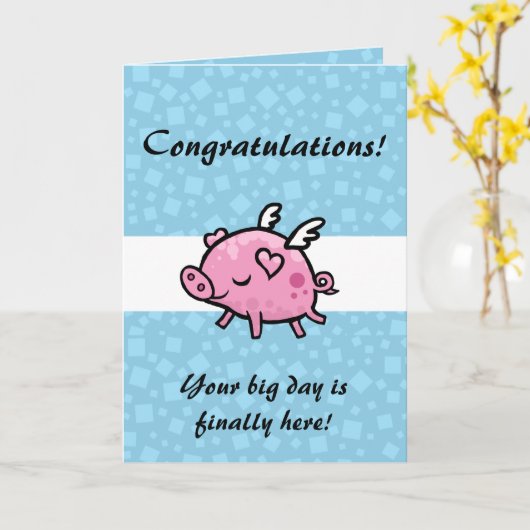 Carte Félicitations à Flying Pig (Fleur jaune)