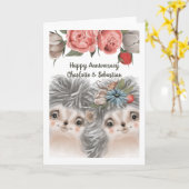 Carte Félicitations à Happy Anniversary Hedgehog Couple (Fleur jaune)