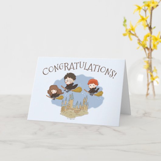 Carte Félicitations à Harry Potter et Hogwarts (Fleur jaune)