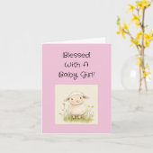 Carte Félicitations À La Fille Bébée Religieuse Avec Tex (Fleur jaune)