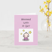 Carte Félicitations À La Fille Bébée Religieuse Avec Tex (Fleur jaune)