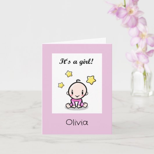 Carte Félicitations À La Fille Du Bébé customisée Avec T (Orchidée)