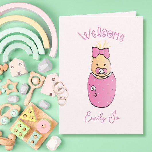 Carte Félicitations à la fille rose mignonne Baby shower