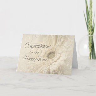 Carte Félicitations à la florale blanche pour son attent