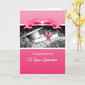 Carte Félicitations à la Girly Graduation Riboon Rose (Fleur jaune)