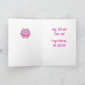 Carte Félicitations à la grande soeur, chouettes (Intérieur)