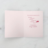 Carte Félicitations à la Grande Soeur, singe sur rose (Intérieur)