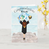 Carte Félicitations à la jeune fille pour son diplôme (Fleur jaune)