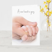 Carte Félicitations à la main du bébé (Fleur jaune)