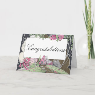 Carte Félicitations à la maison de cottage de livre de