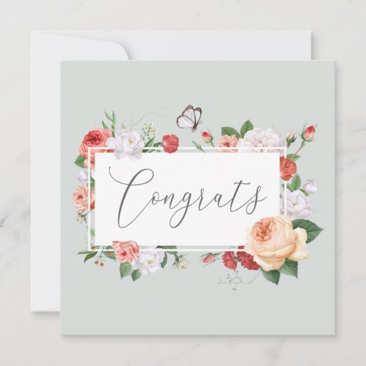 Carte Félicitations à la pêche douce et à la florale ver (Devant)