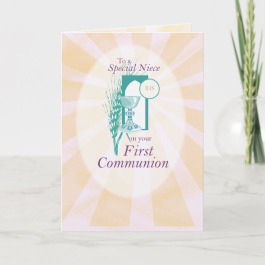 Carte Félicitations à la première communion nièce (Devant)