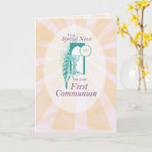 Carte Félicitations à la première communion nièce (Fleur jaune)