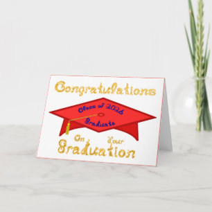 Carte Félicitations à la promotion 2026 Diplômé(e) Rouge