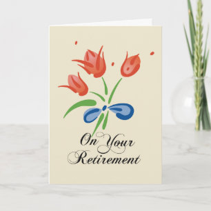 Carte Félicitations à la retraite avec les fleurs rouges