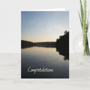 Carte Félicitations à la retraite Card Lake au coucher d