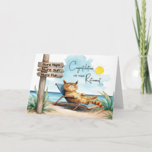 Carte Félicitations à la retraite Chat Relaxant au solei