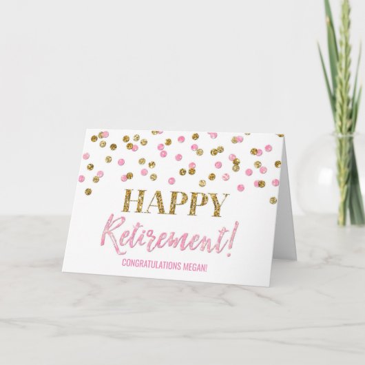 Carte Félicitations à la retraite joyeuse Pots d'or rose (Devant)