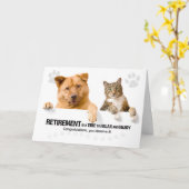 Carte Félicitations à la retraite vétérinaire Chat et ch (Fleur jaune)