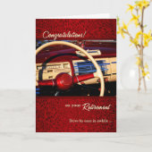 Carte Félicitations à la retraite voiture classique Deep (Fleur jaune)