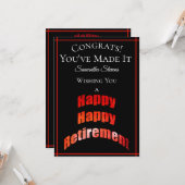 Carte Félicitations à la retraite Vous l'avez fait n'imp (Devant/Arrière en situation)