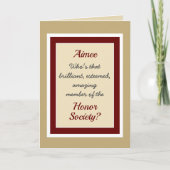 Carte Félicitations à la Société d'honneur personn (Devant)